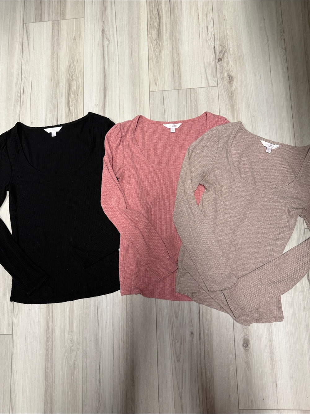 Lauren Conrad Ribbed Long-Sleeve Scoop Neck Top - Black, Rose, Taupe